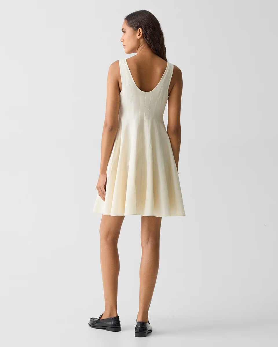 Sleeveless Fit-and-Flare Dress in Sleek Poplin