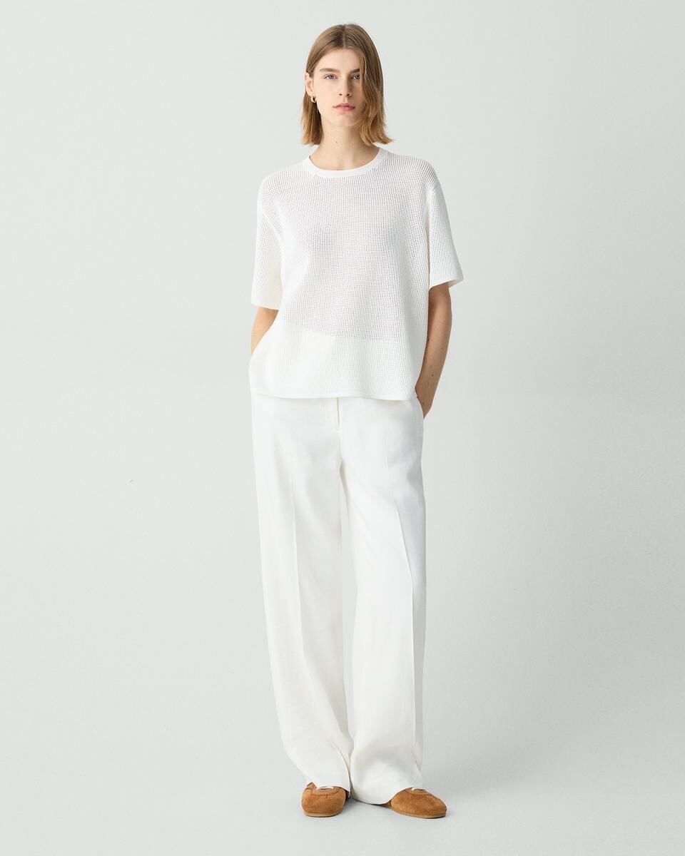 Pointelle Tee in Crepe Knit