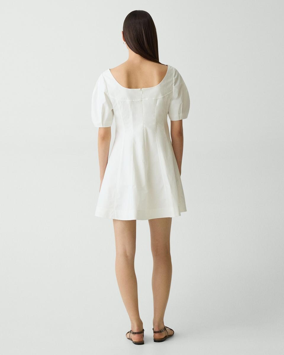 Puff Sleeve Mini Dress in City Poplin
