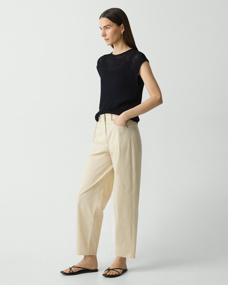Cropped Barrel Pant in Cotton Twill