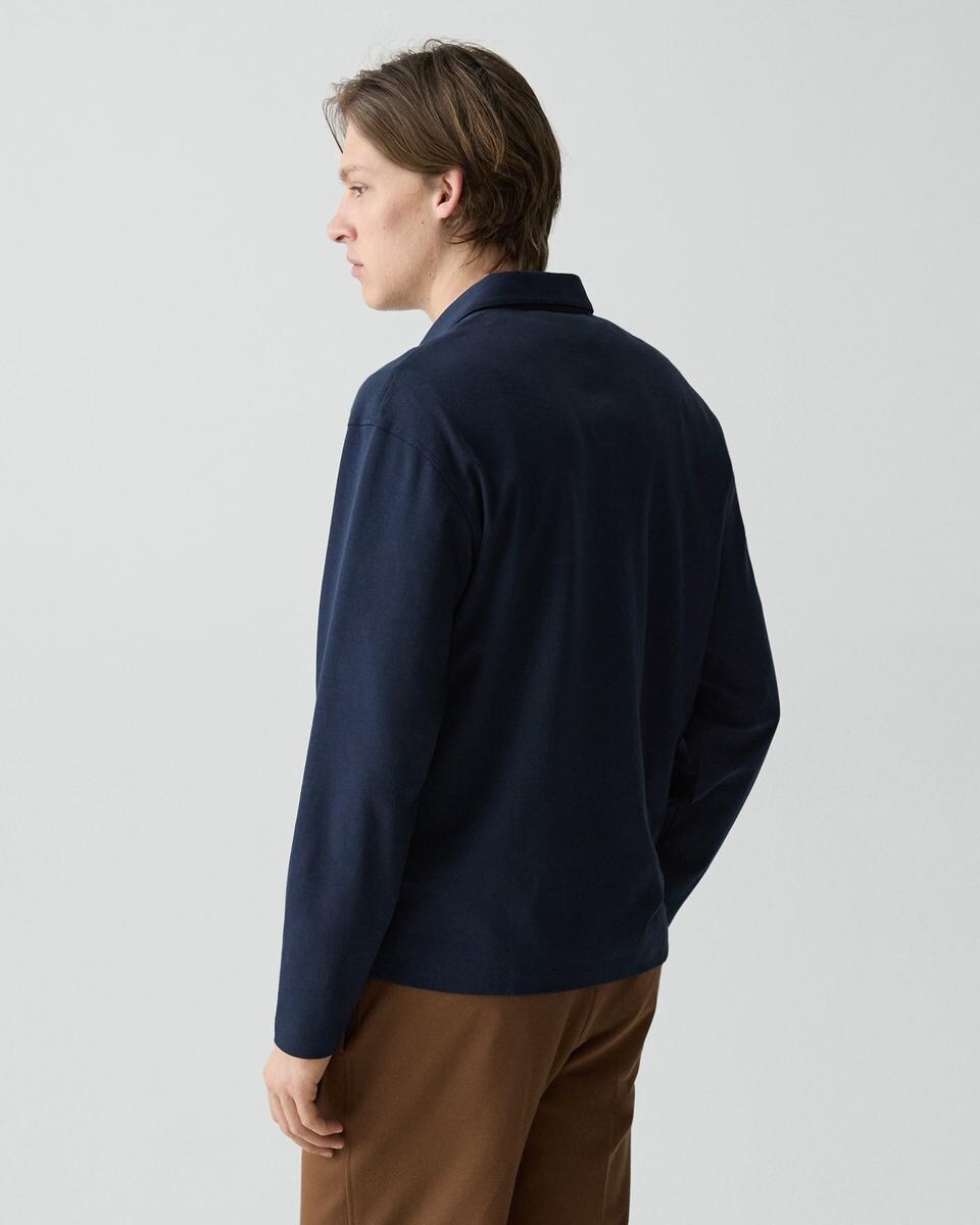 Relaxed Long-Sleeve Polo Shirt in Cotton Jersey