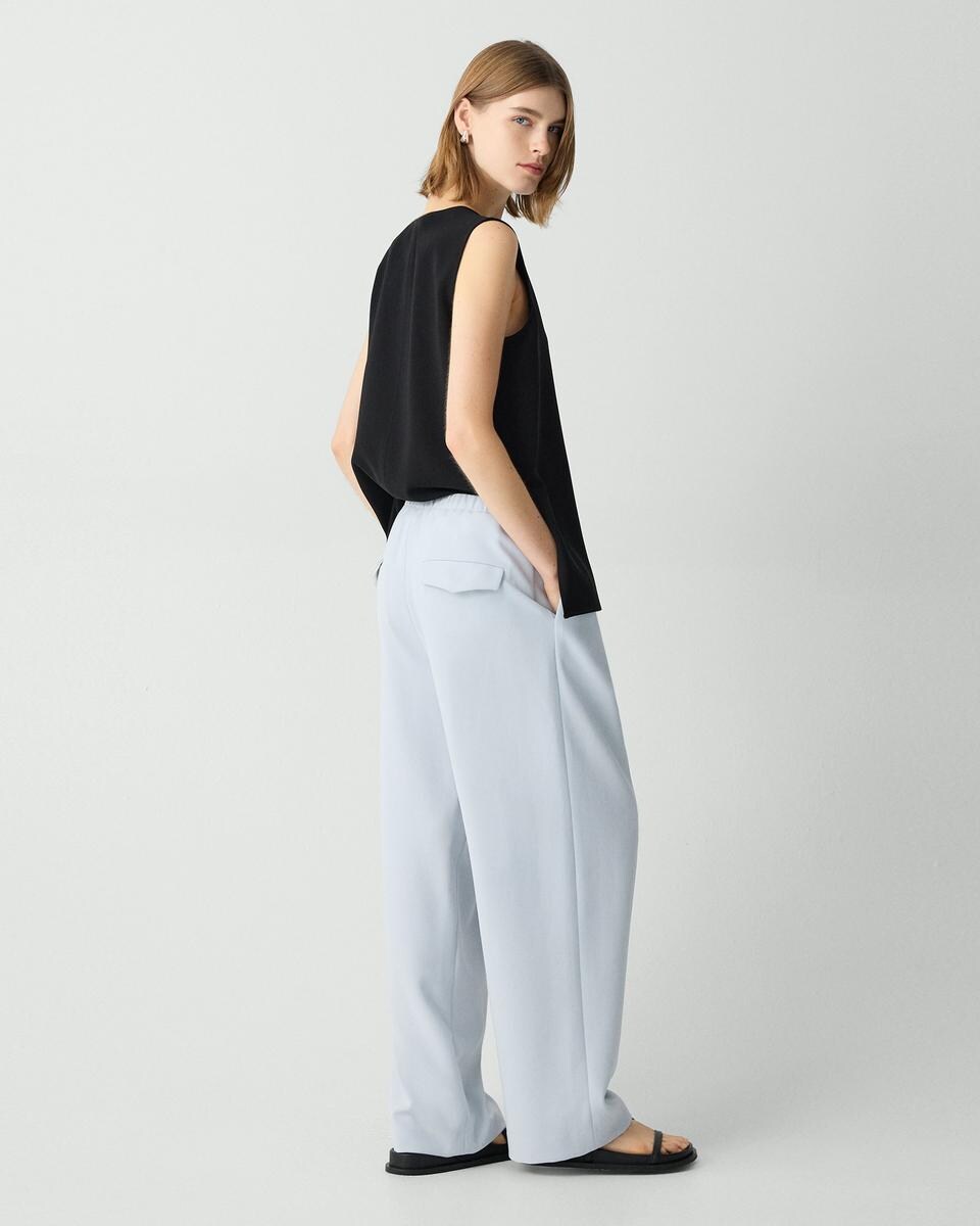 Pleated Pull-On Pant, 30'' in Admiral Crepe