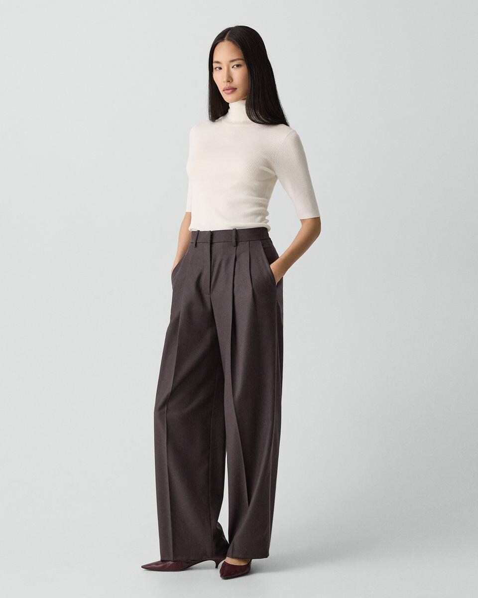 Double Pleat Pant, 29’’ in Sleek Flannel