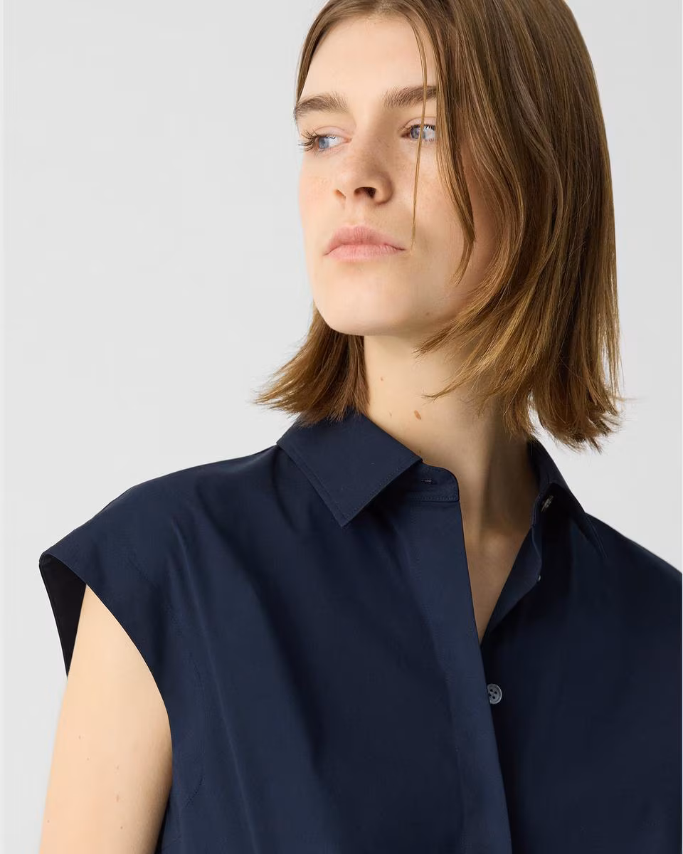 Cinched Cap Sleeve Shirt in Good Cotton