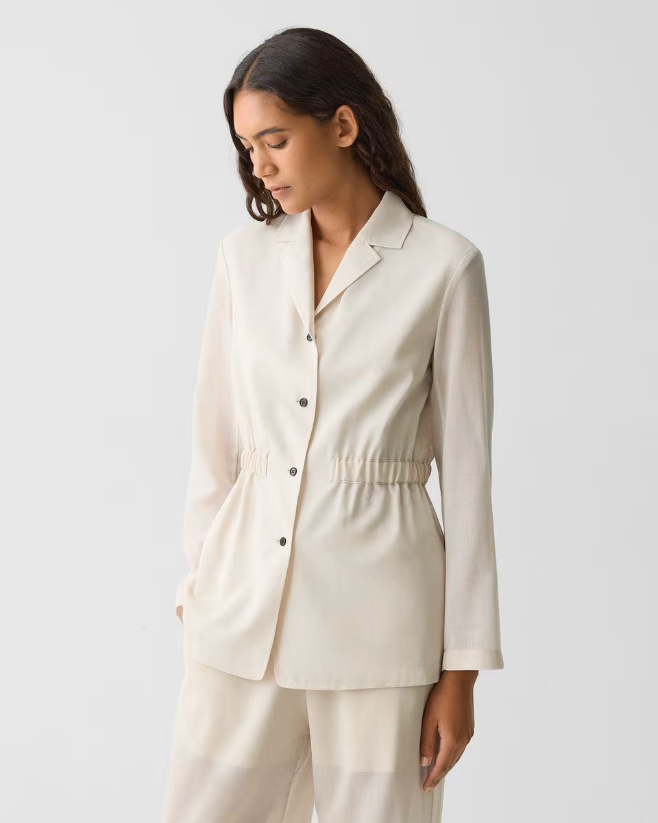 Cinch Waist Jacket in Airy Shirting