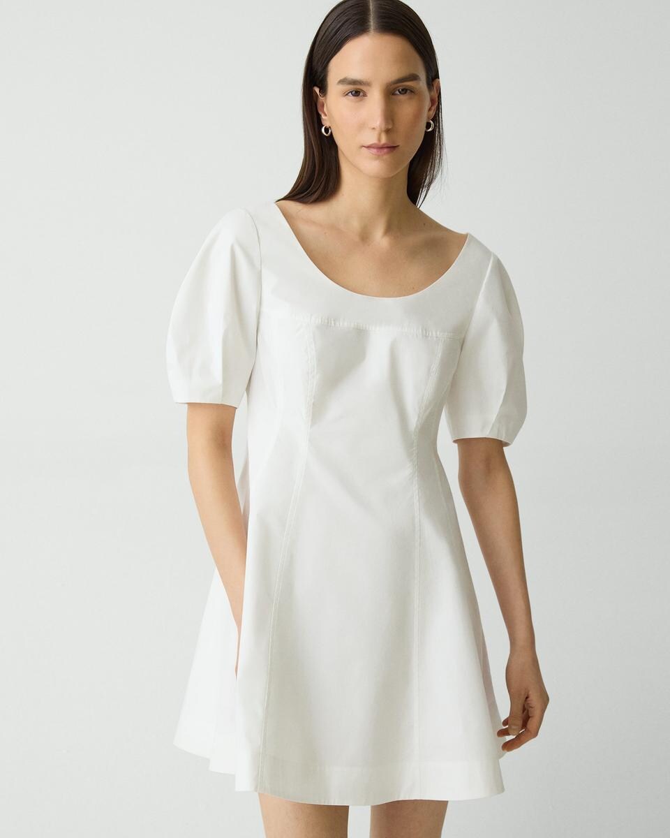 Puff Sleeve Mini Dress in City Poplin