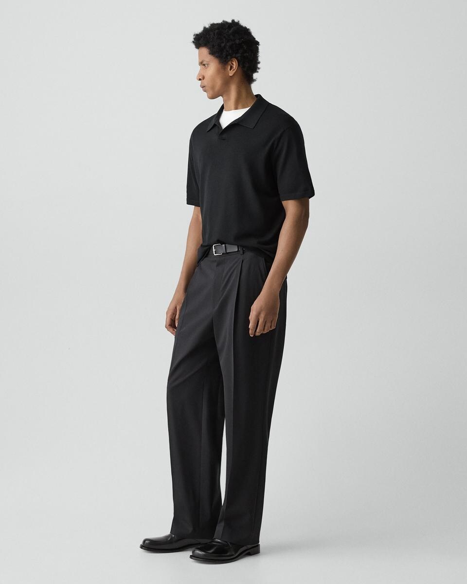 Relaxed Pleat Pant in Stretch Wool