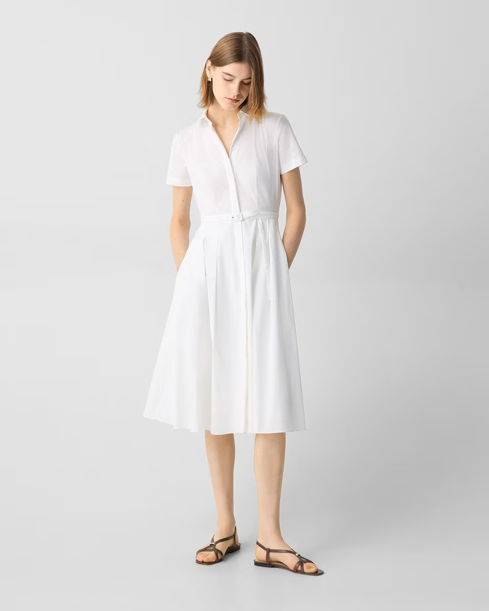 Short-Sleeve Shirt Dress in Good Cotton