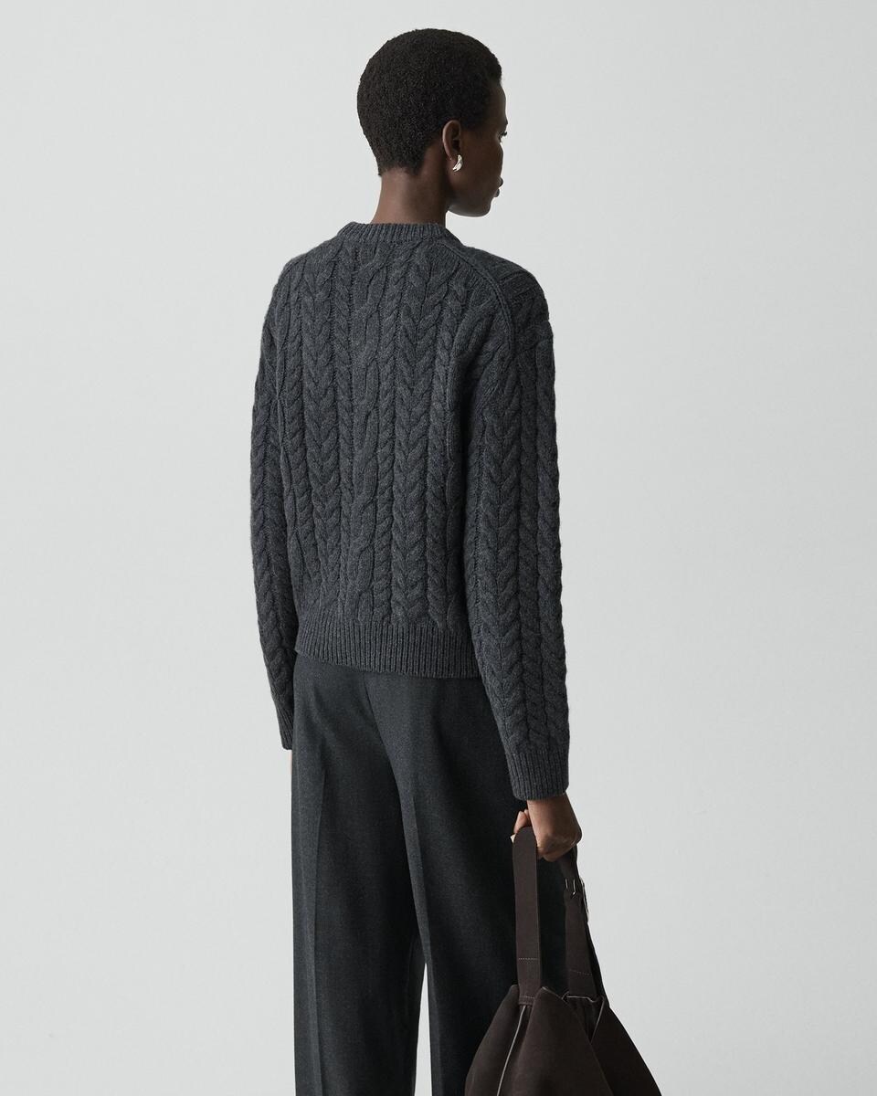 Cable-Knit Cardigan in Felted Wool-Cashmere
