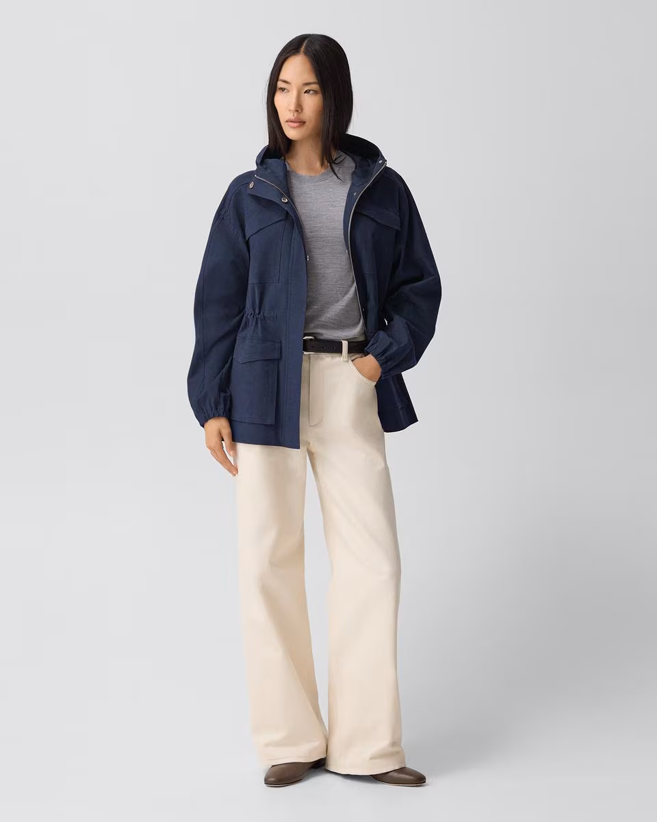 Cinched Windbreaker Jacket in Brushed Chino