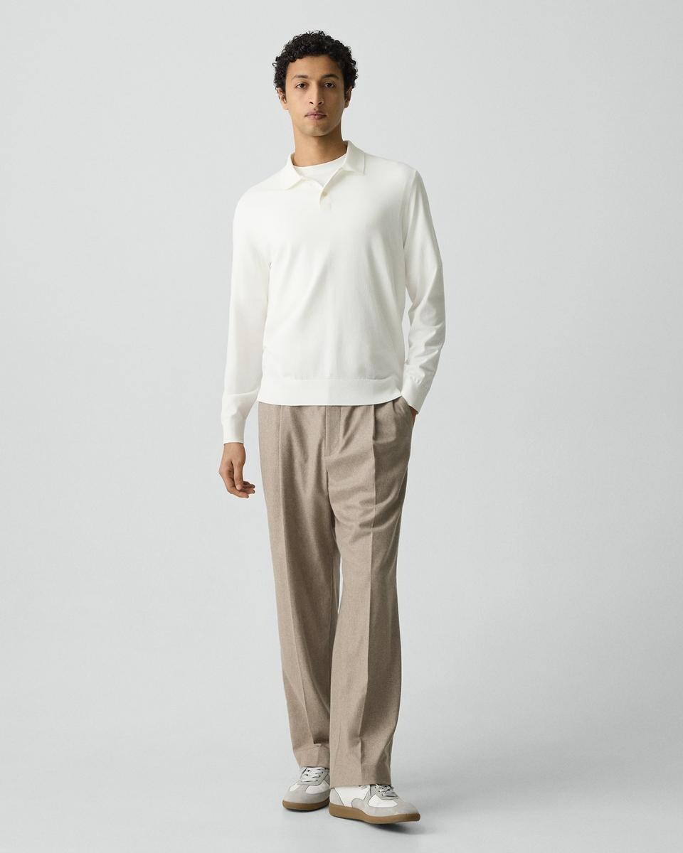 Goris Long-Sleeve Polo Shirt in Light Bilen