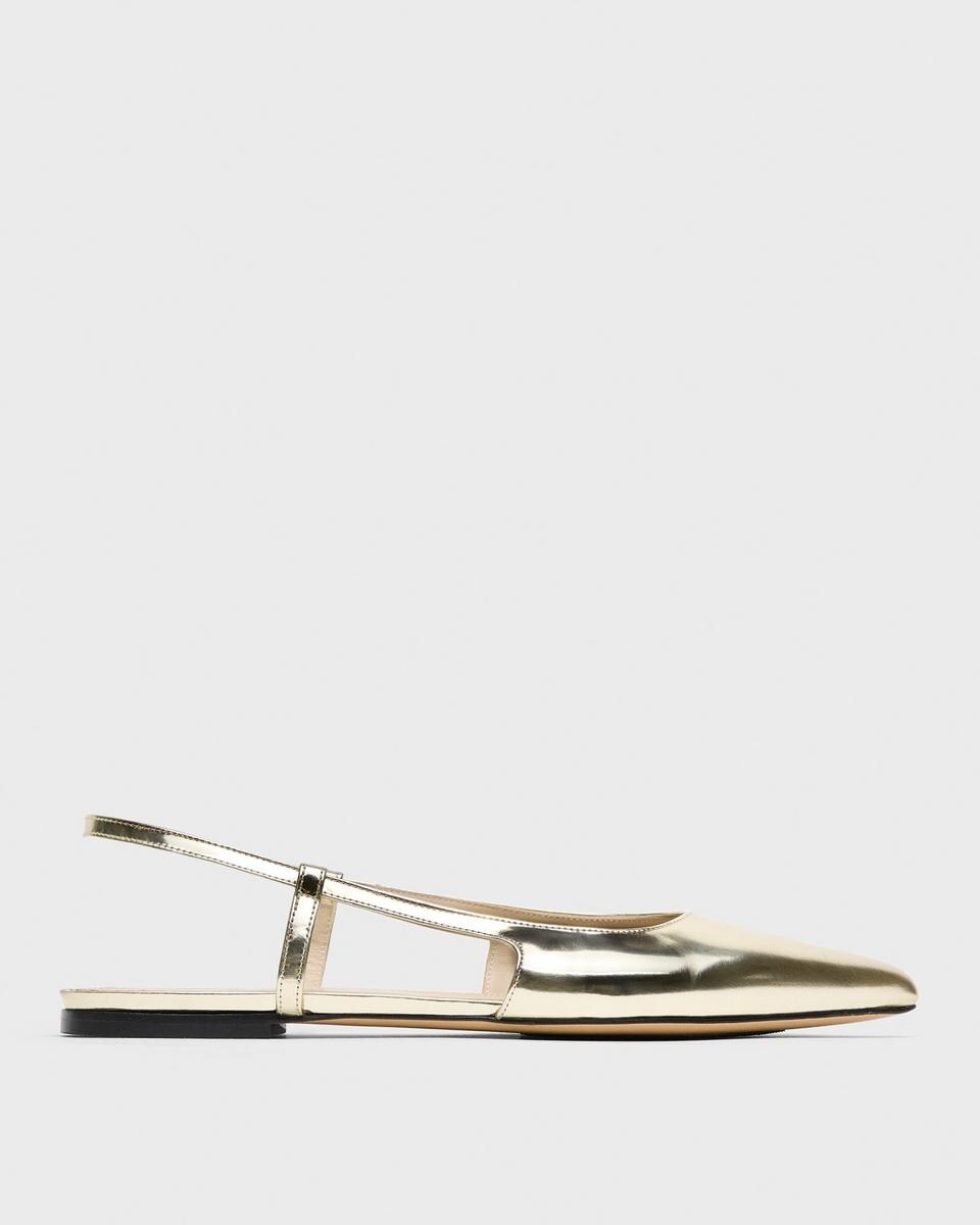 Slingback Flat in Metallic Leather