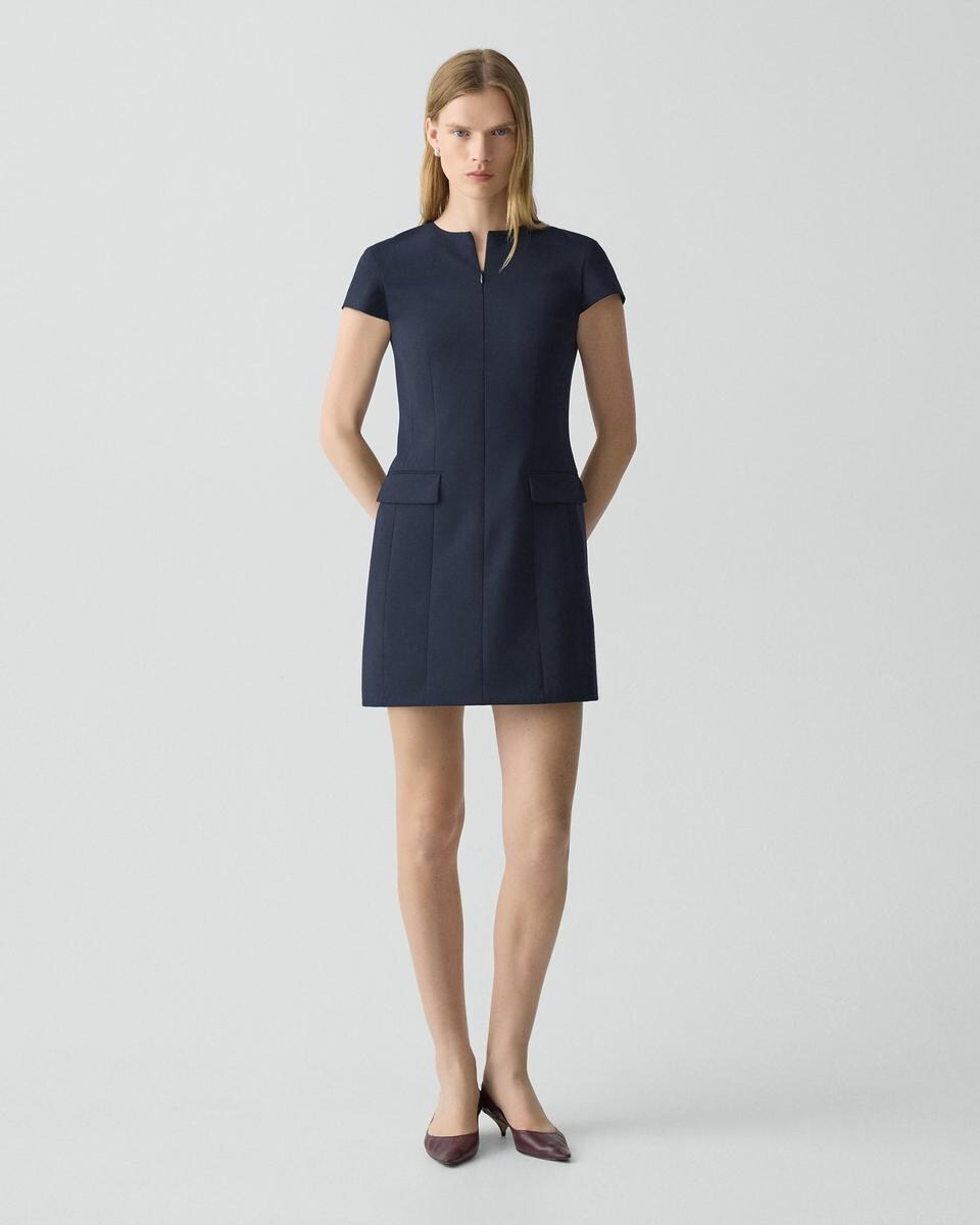 Zip Mini Dress in Good Wool