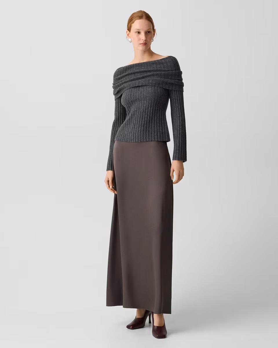 A-Line Maxi Skirt in Satin