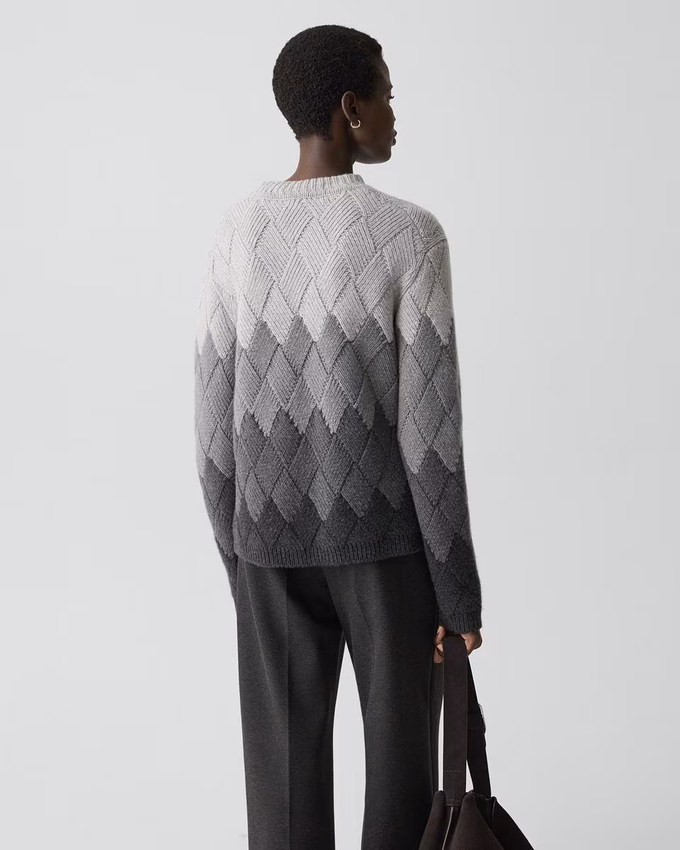 Diamond Weave Sweater in Felted Wool-Cashmere