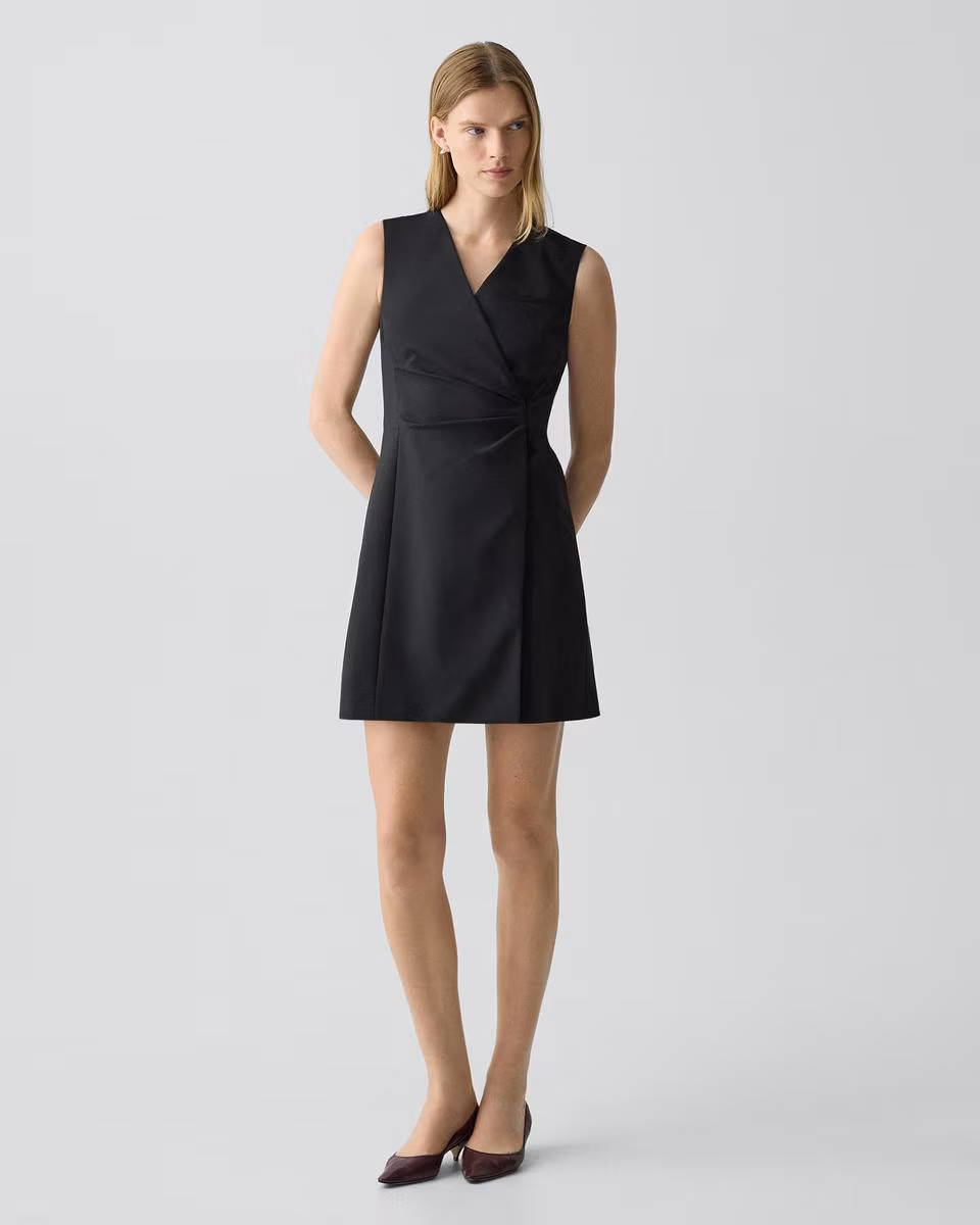 Wrap Blazer Dress in Stretch Wool