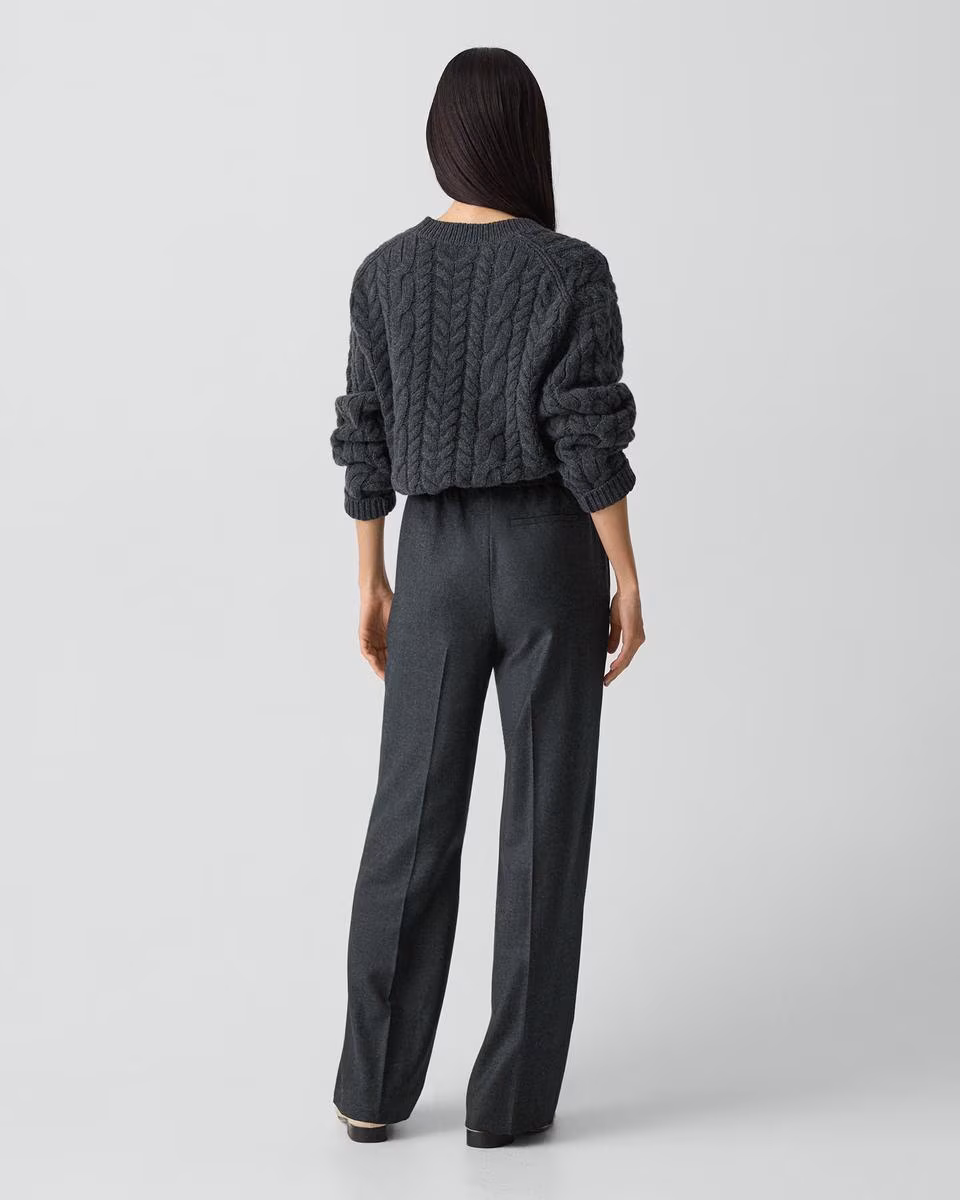 Wide-Leg Pull-On Pant in Sleek Flannel