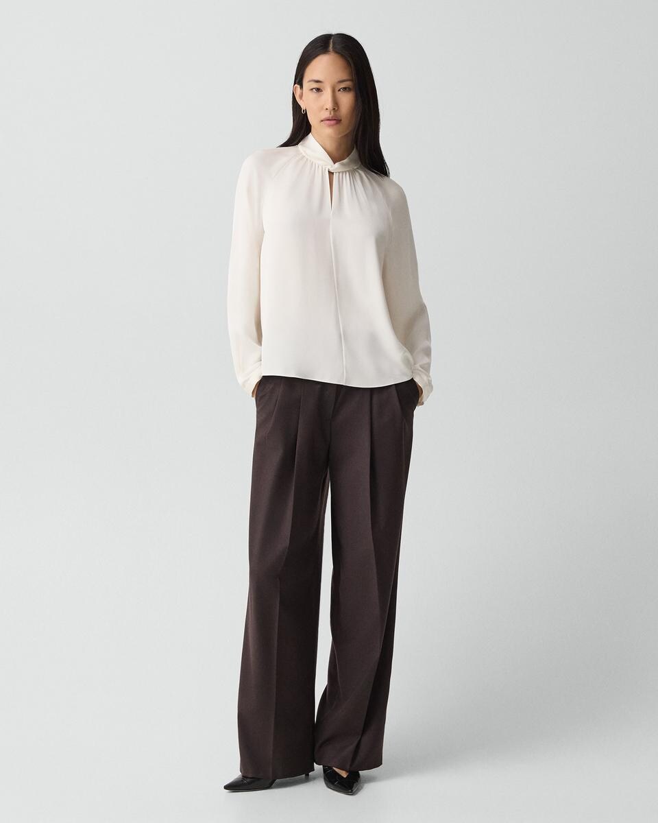 Twist Neck Top in Silk Georgette