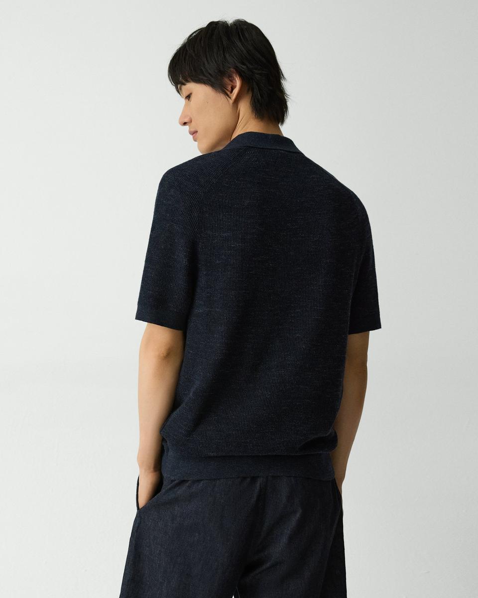 Short-Sleeve Button-Up Shirt in Pacific Linen