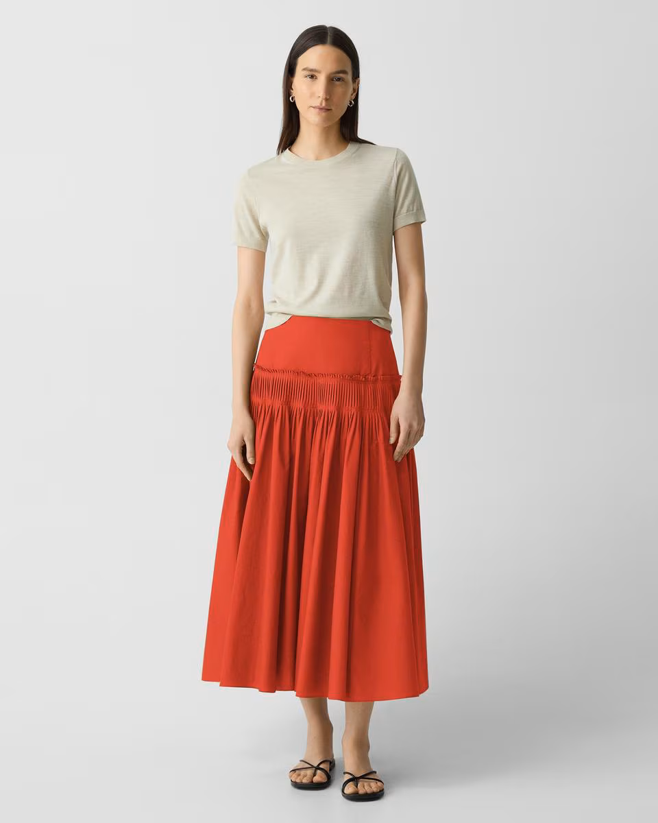 Accordion Maxi Skirt in Cotton-Blend