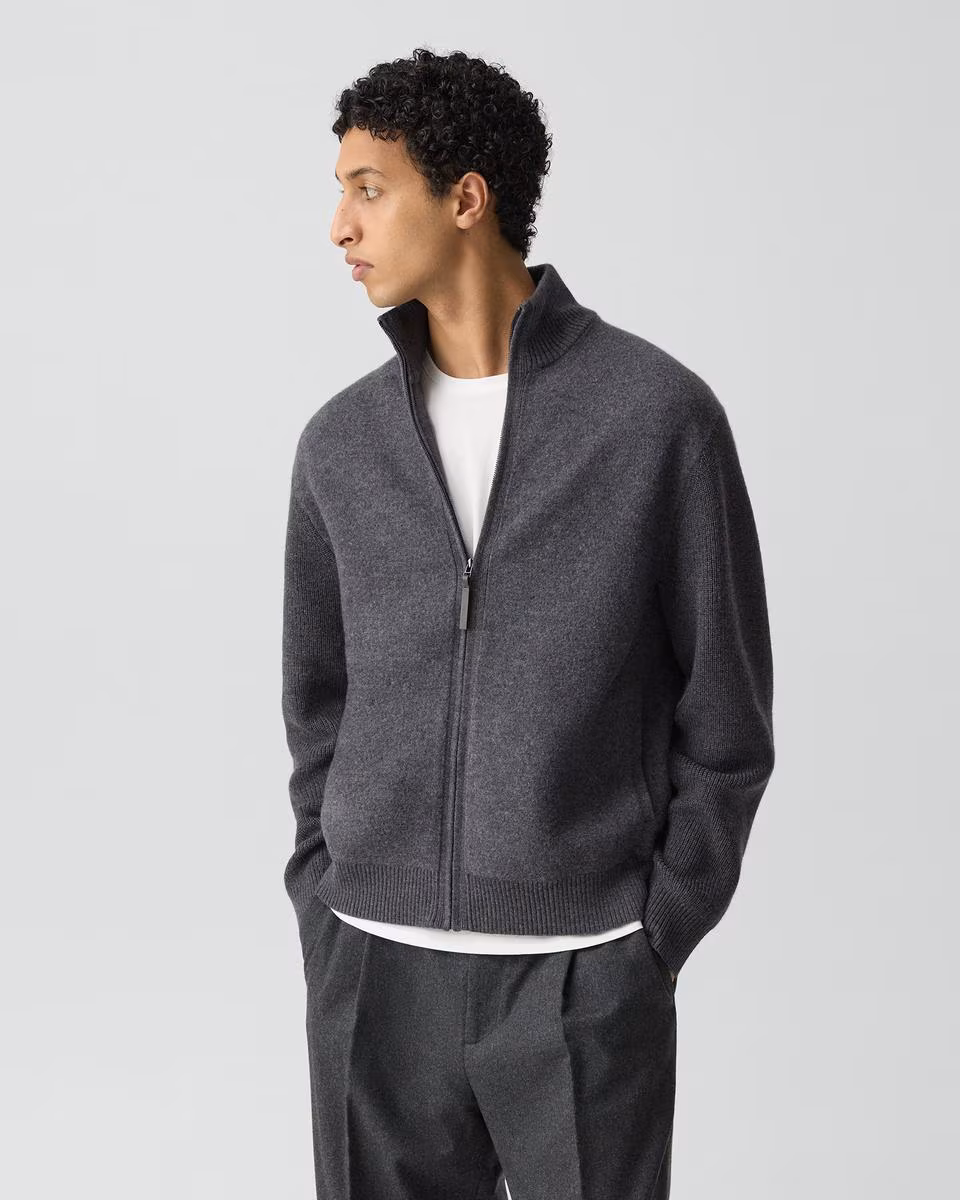Turtleneck Cardigan in Boiled Wool
