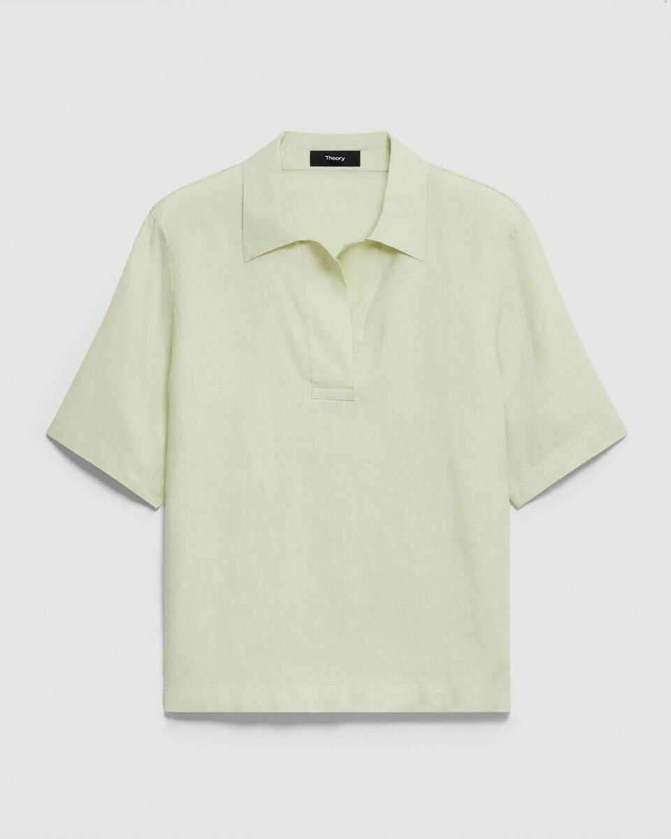 Oversized Polo Shirt in Relaxed Linen
