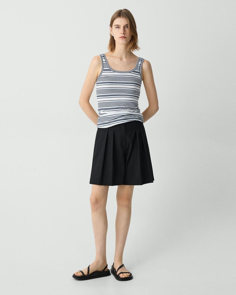 Scoop-Neck Tank Top in Striped Cotton Jersey