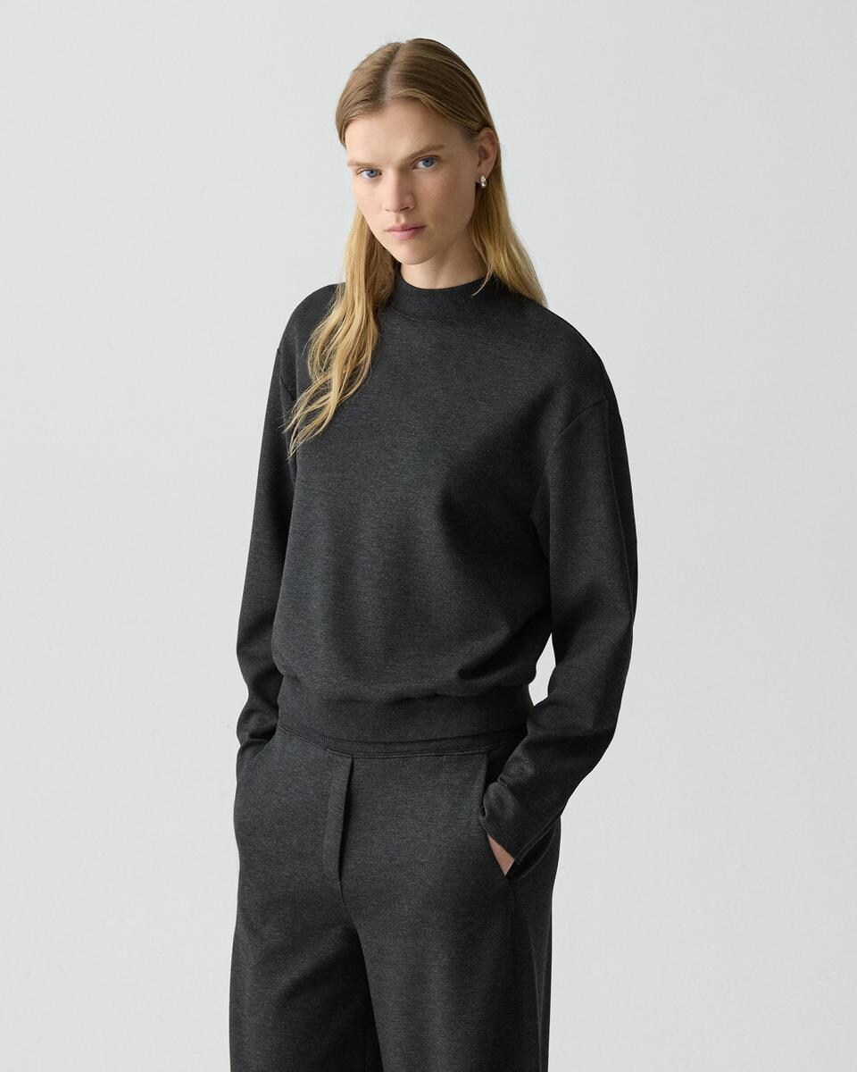Mock Neck Sweatshirt in Double-Knit Jersey