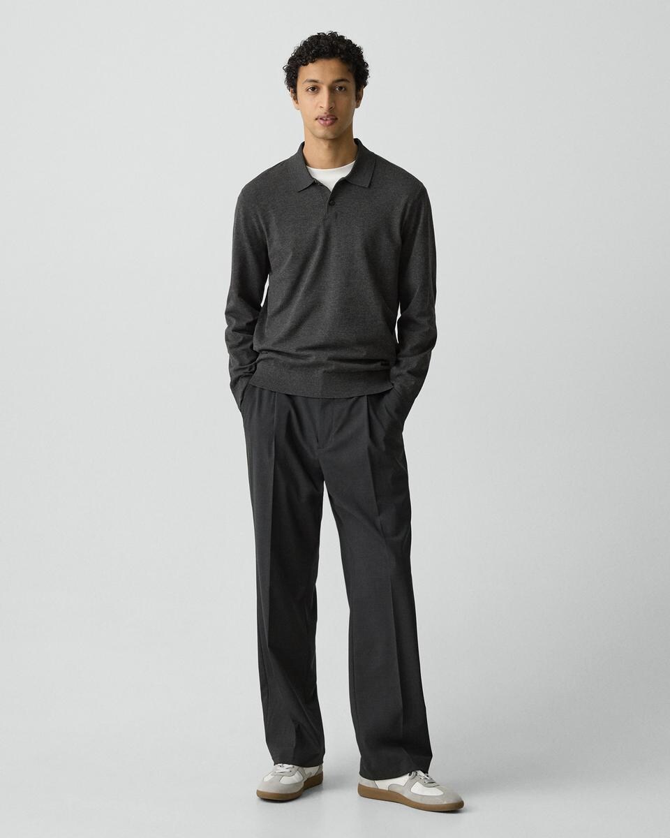 Goris Long-Sleeve Polo Shirt in Light Bilen