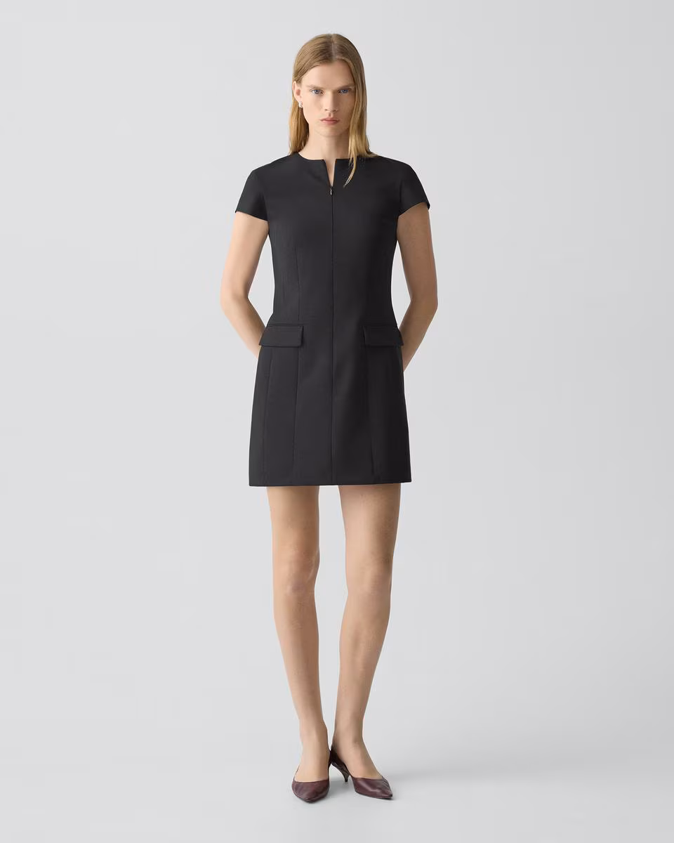 Zip Mini Dress in Good Wool