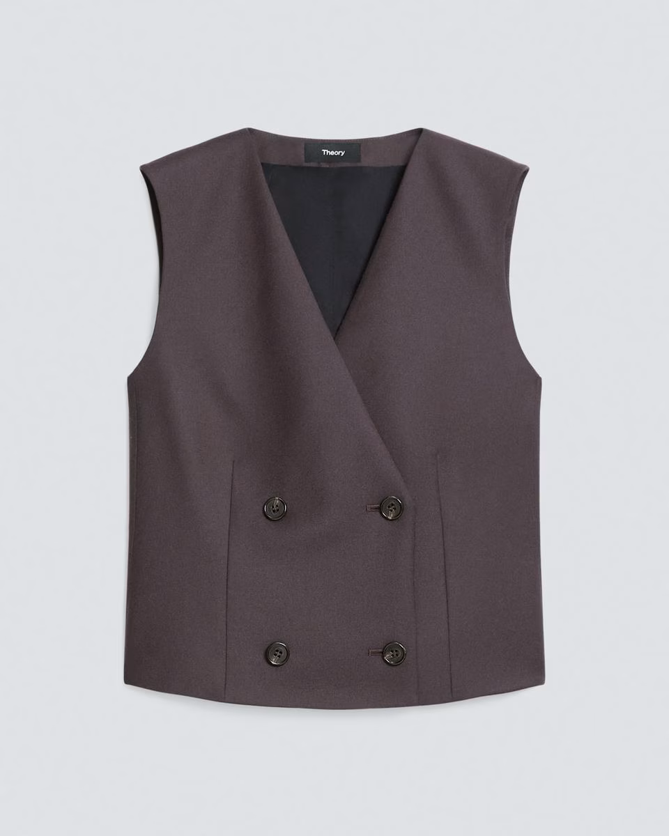 Shrunken Double-Breasted Vest in Sleek Flannel
