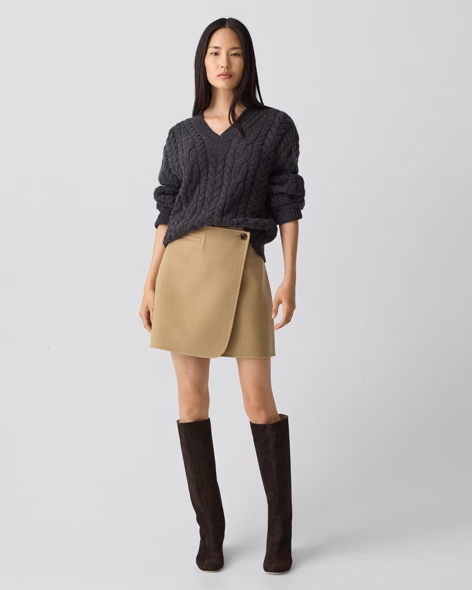 Wrap Skirt in Double-Face Wool-Cashmere