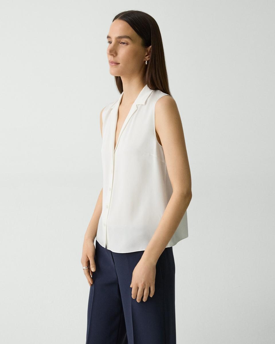 Camp Collar Blouse in Silk Georgette