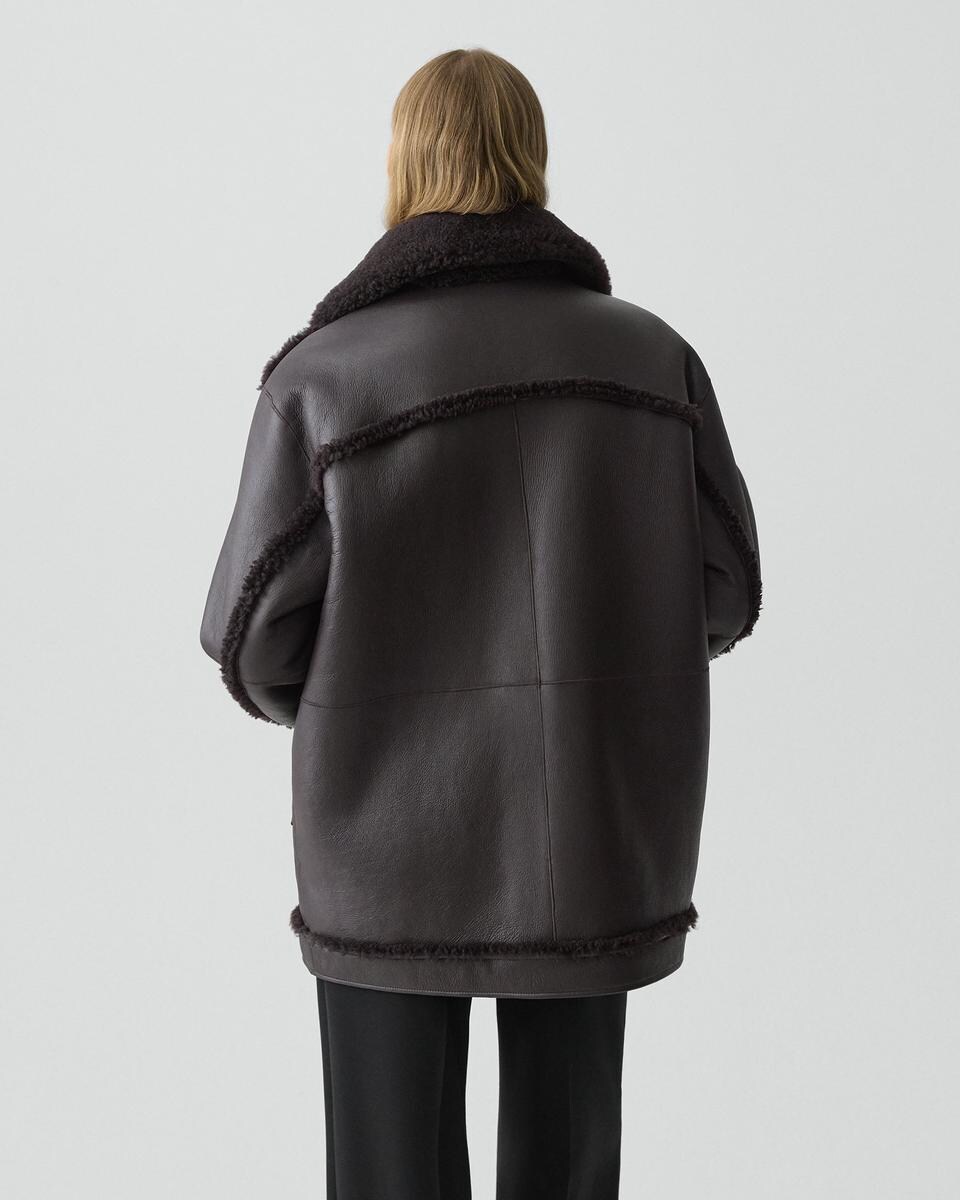 Reversible Cocoon Coat in Shearling