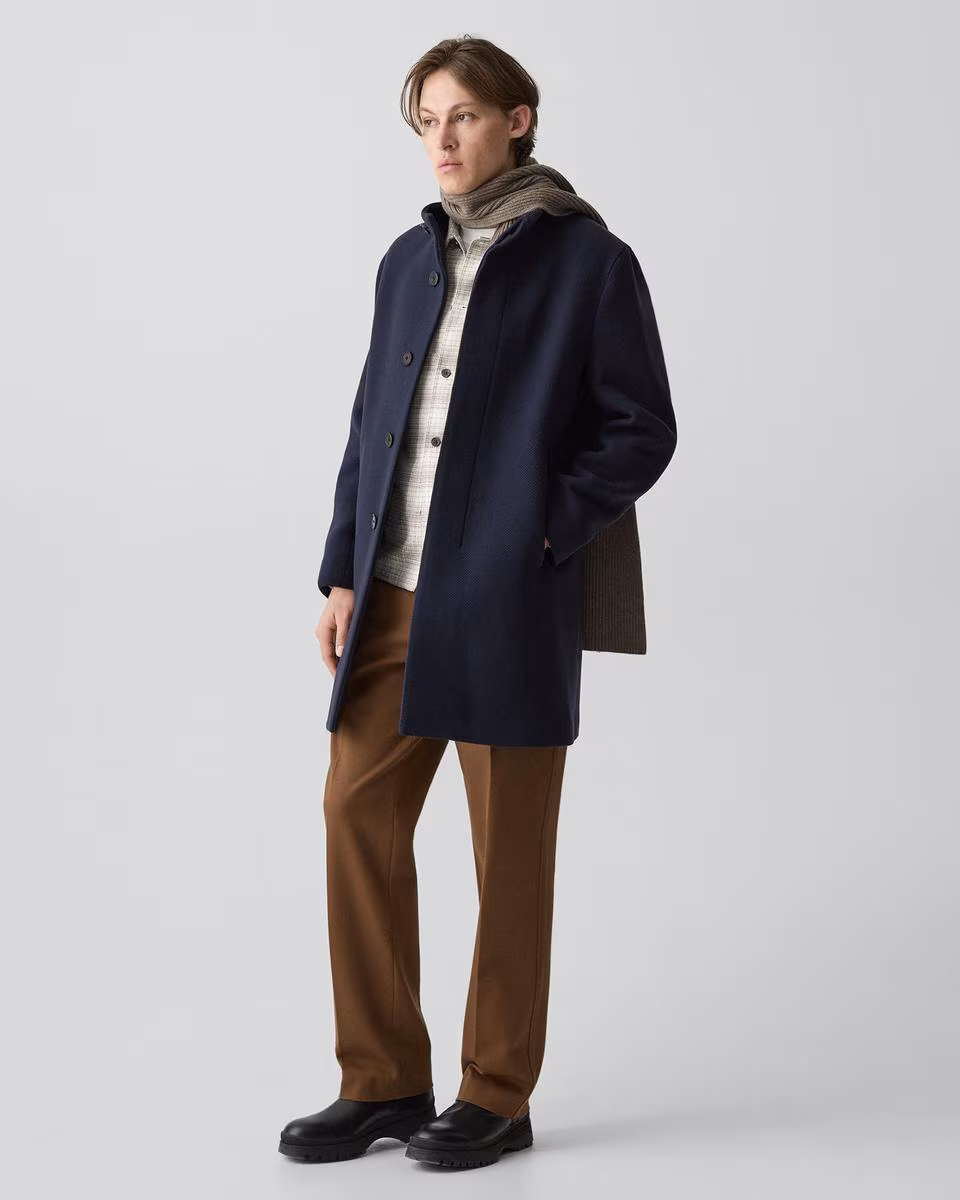 Belvin Coat in Textured Wool-Blend Melton