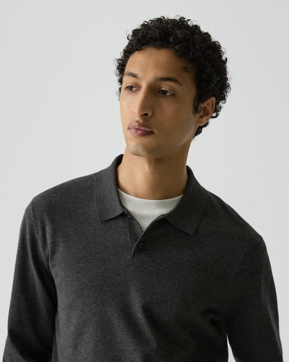 Goris Long-Sleeve Polo Shirt in Light Bilen