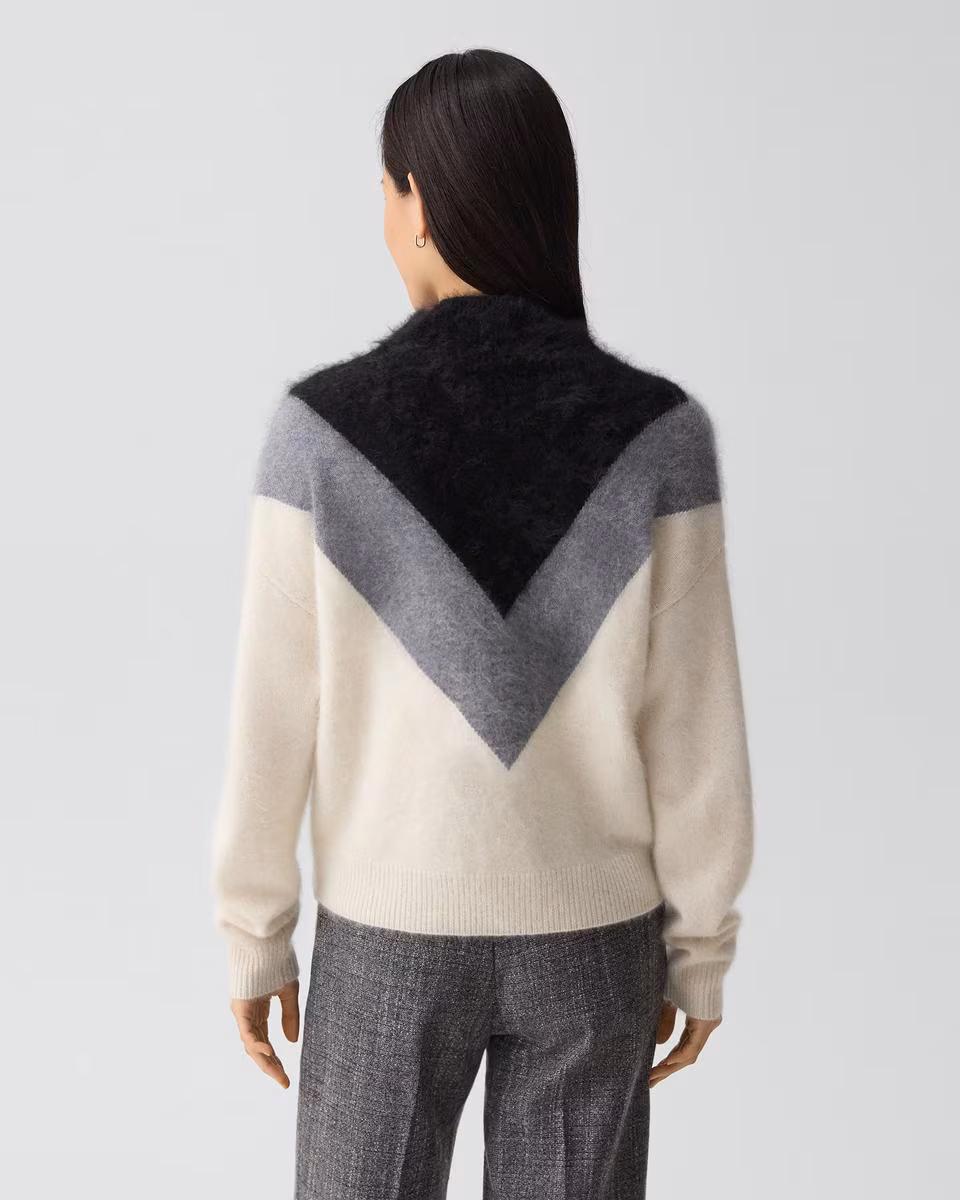 Chevron Turtleneck Sweater in Airy Cashmere