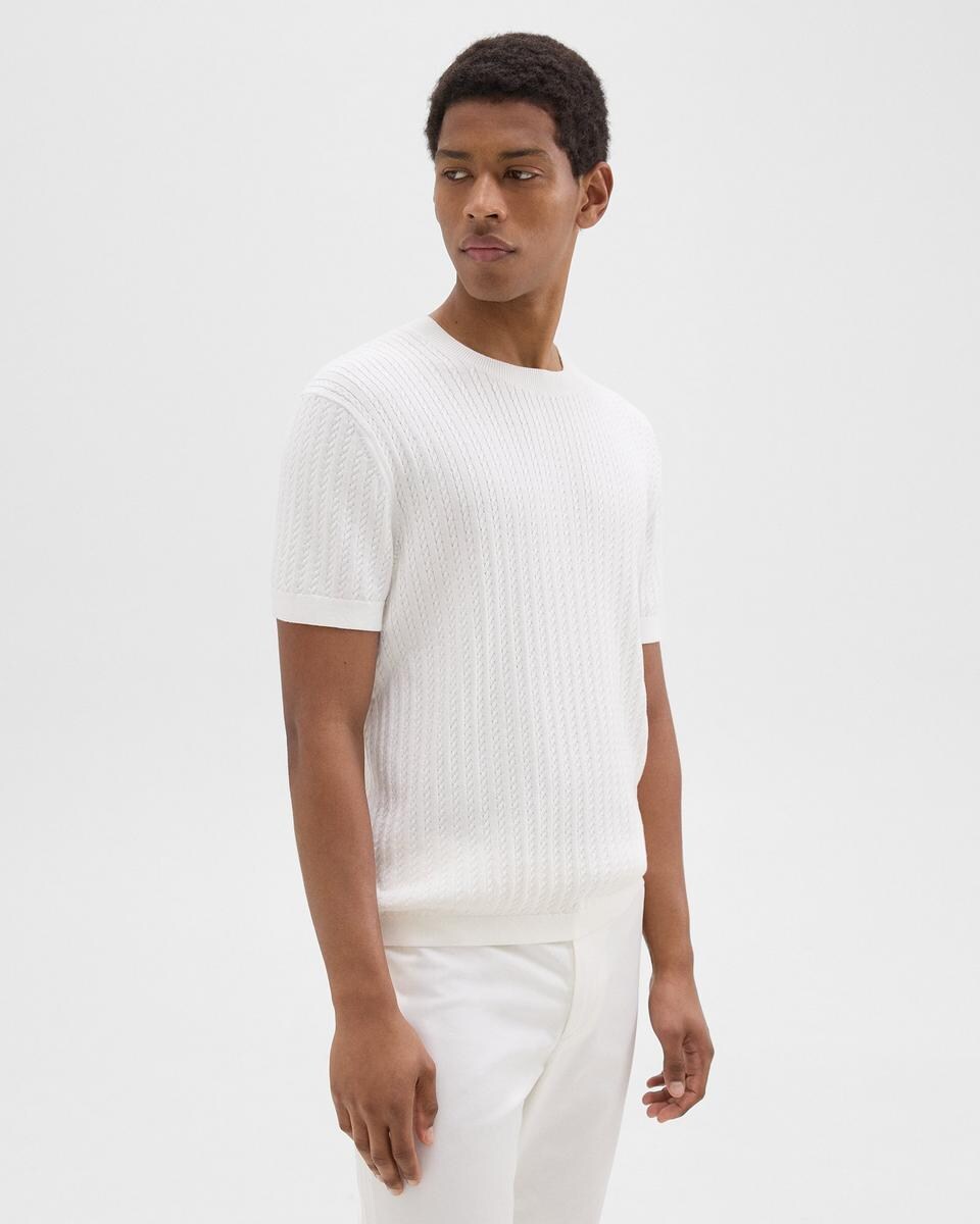 Cable Knit Tee in Cotton
