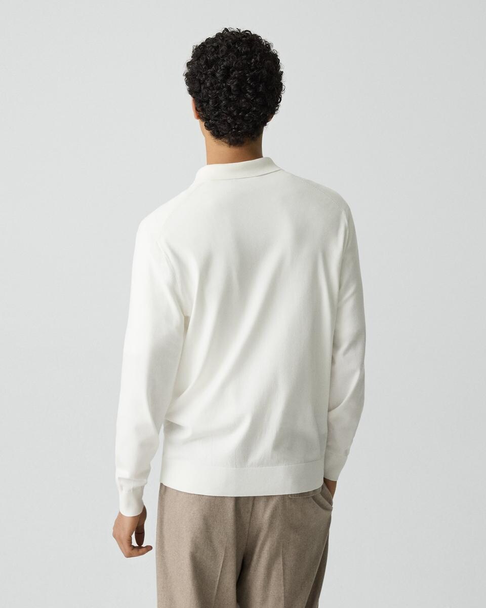 Goris Long-Sleeve Polo Shirt in Light Bilen