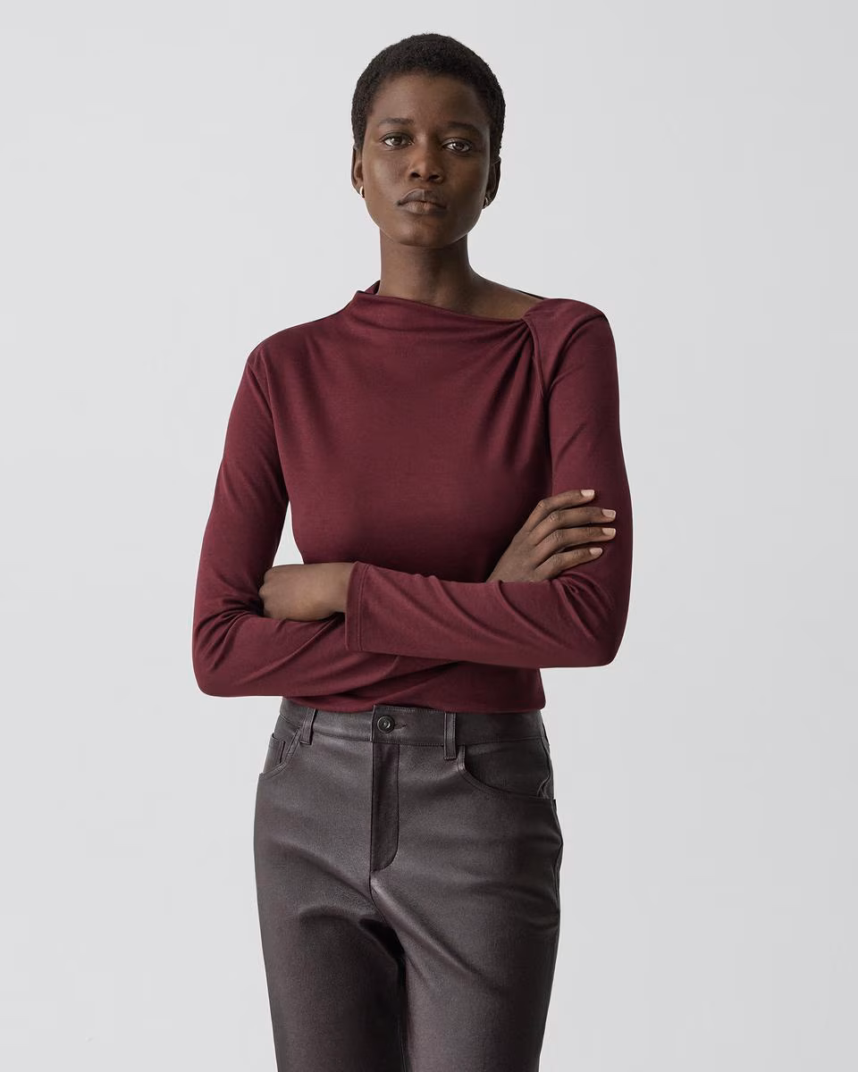 Twist Neck Top in Cotton Jersey