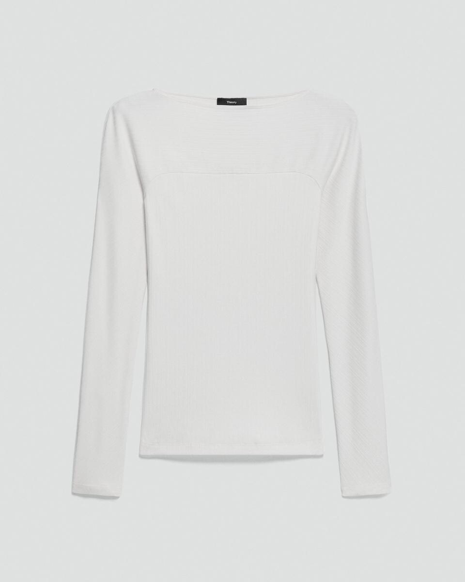 Boatneck Long-Sleeve Top in Stretch Rib