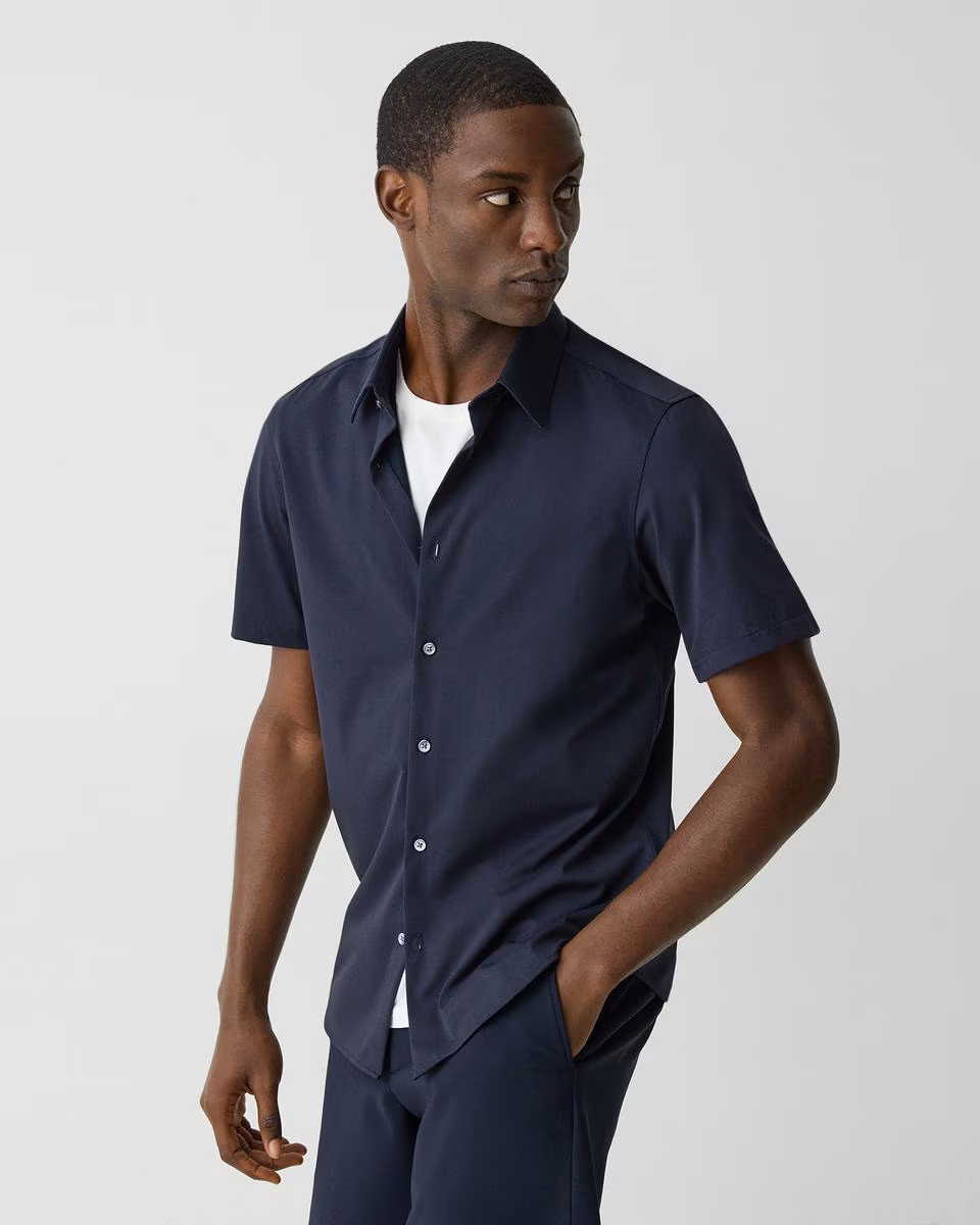 Irving Short-Sleeve Shirt in Structure Knit