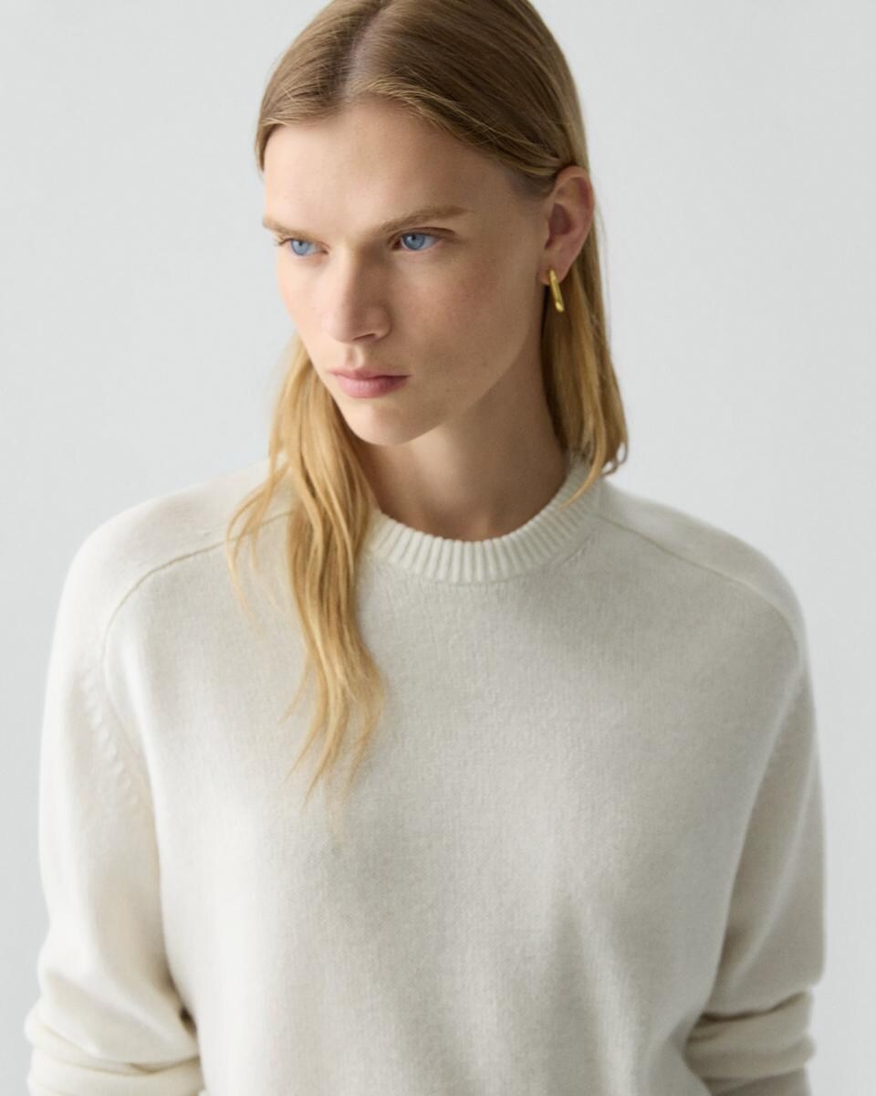 Cropped Crewneck Sweater in Cashmere