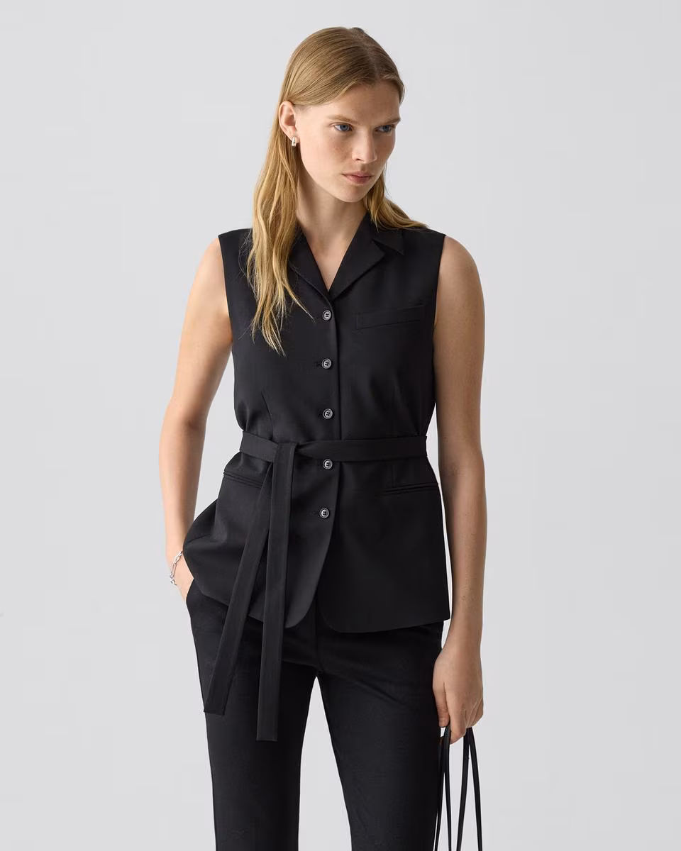 Tie Waist Vest in Good Wool