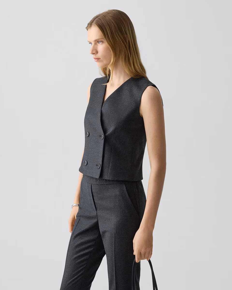 Shrunken Double-Breasted Vest in Sleek Flannel