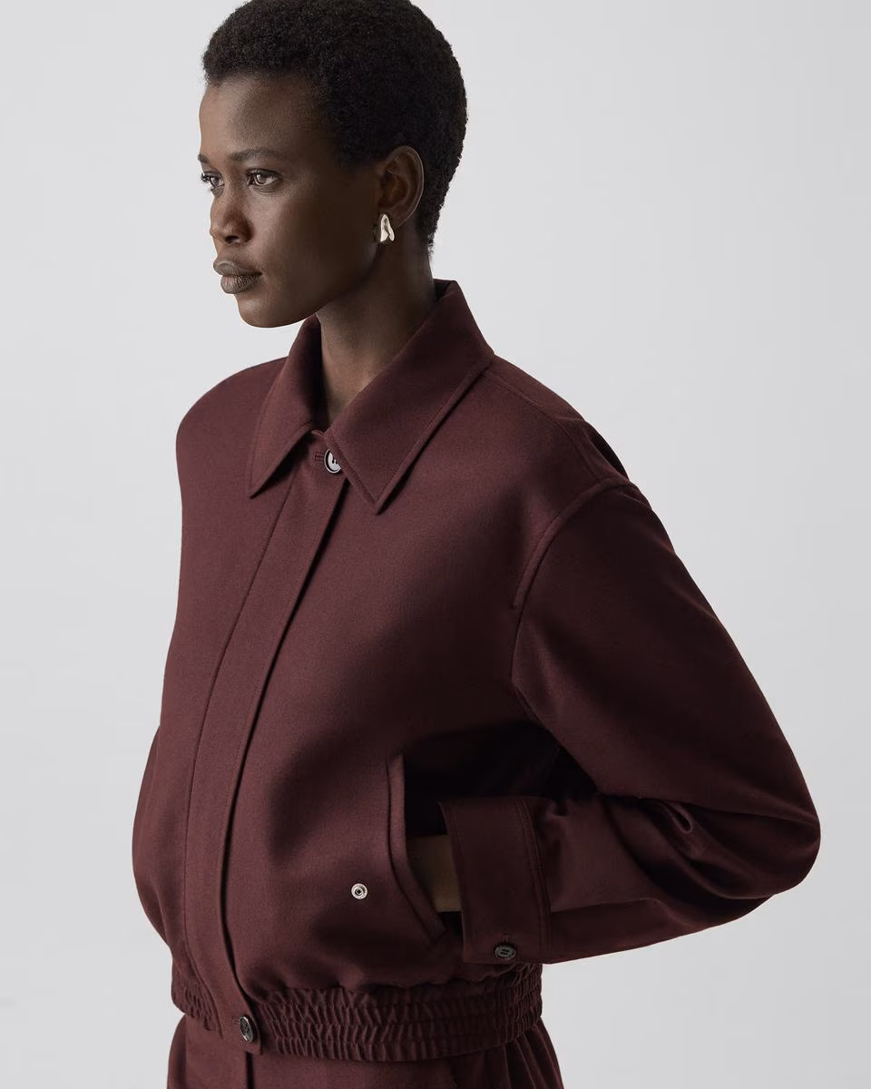 Cropped Track Jacket in Sleek Flannel