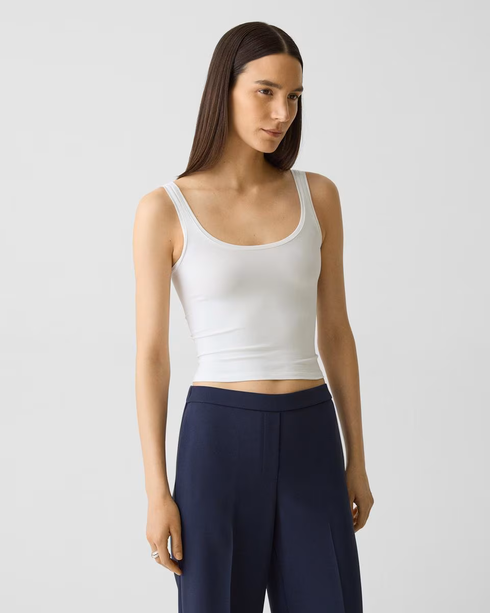Cropped Tank Top in Stretch Nylon