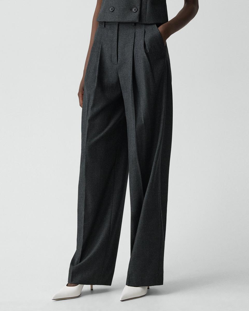 Double Pleat Pant, 33'' in Sleek Flannel