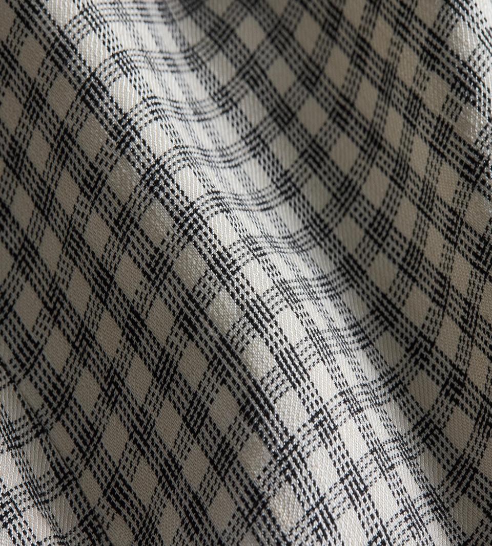 A-Line Mini Dress in Checked Linen-Blend