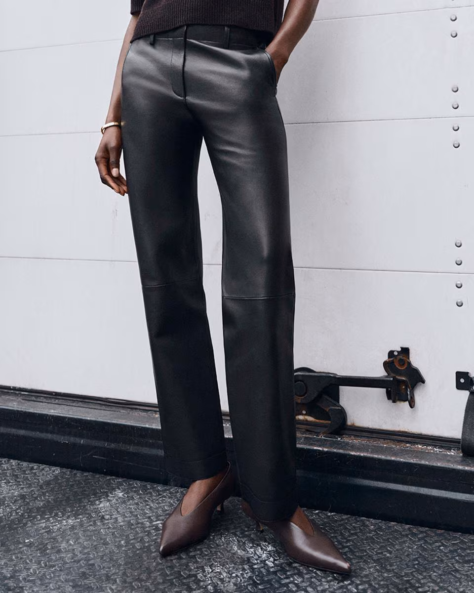 Classic Straight Pant in Sleek Leather
